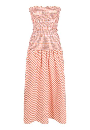 Kenzo off-shoulder shirred midi dress - Orange