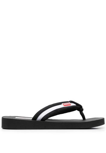 Kenzo logo-patch striped flip flops - Black