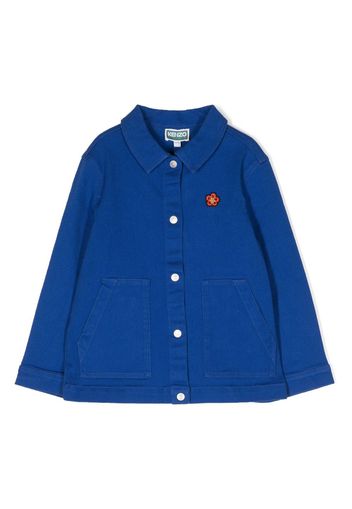 Kenzo Kids logo-embroidered cotton jacket - Blue