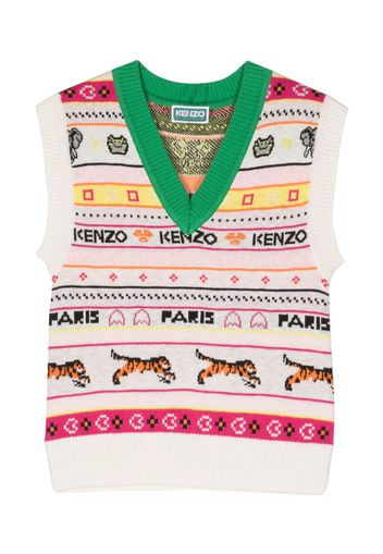 Kenzo Kids jacquard V-neck vest - Neutrals