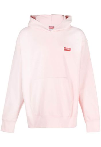 Kenzo logo-patch cotton hoodie - Pink