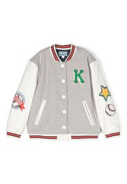 Kenzo Kids logo-embroidery varsity bomber jacket - Grey