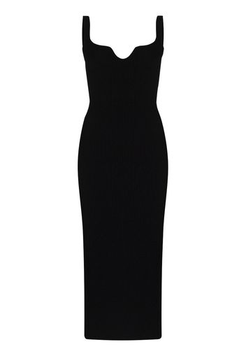 Khaite Nina sweetheart rib-knit midi dress - Black