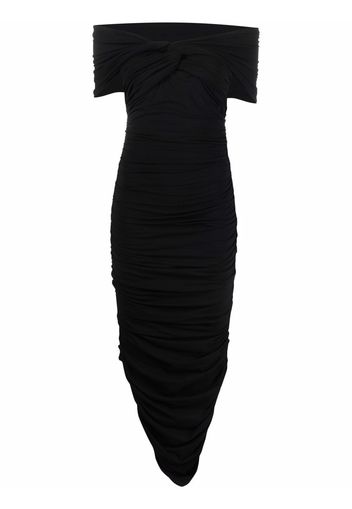 KHAITE ruched fitted midi dress - Black