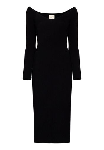 KHAITE Pia ribbed-knit midi dress - Black