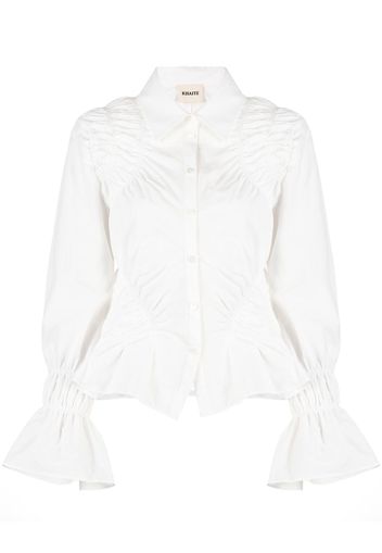 KHAITE Hallow smocked top - White