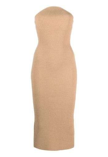 KHAITE ribbed bodycon midi dress - Neutrals