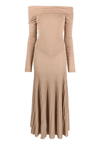 KHAITE Rebecca off-shoulder dress - Brown