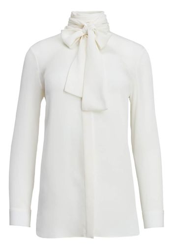 KHAITE Tash scarf-detail silk blouse - White