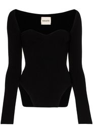 Maddy ribbed sweetheart neckline top