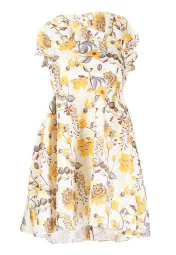 Kika Vargas Emily floral-print strapless dress - Yellow