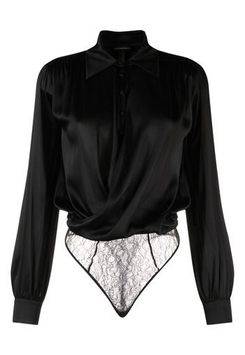 Kiki de Montparnasse crossover silk bodysuit - Black