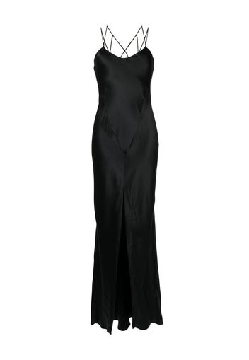 Kiki de Montparnasse cross-strap silk slip dress - Black