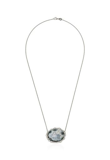 18kt white gold diamond framed geode necklace