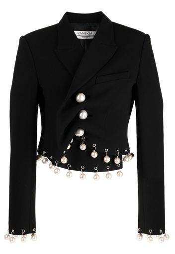 Kimhekim pearl-embellished asymmetric blazer - Black