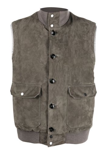 Kiton feather-down suede padded gilet - Brown