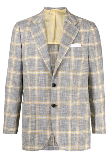 Kiton windowpane-print sport coat - Yellow