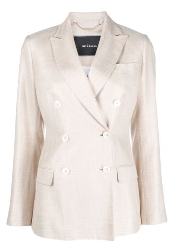 Kiton double-breasted silk blazer - Neutrals