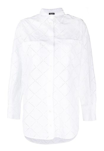 Kiton perforated long-sleeved shirt - White