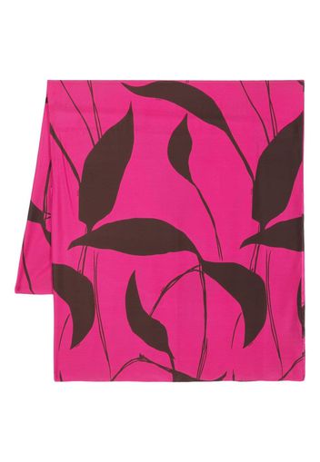 Kiton leaf-print scarf - Pink