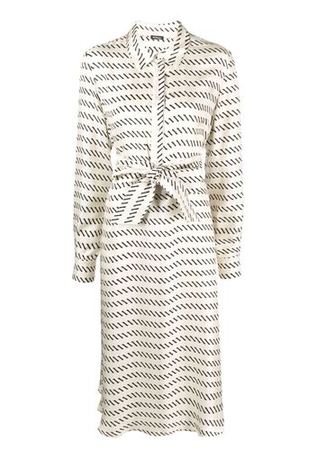 Kiton monogram-pattern silk midi dress - White