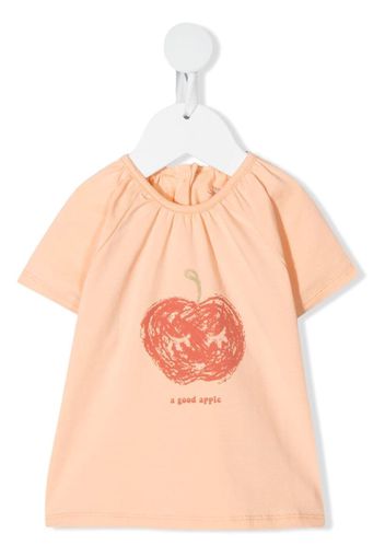 Knot apple-print stretch-organic cotton T-shirt - Orange