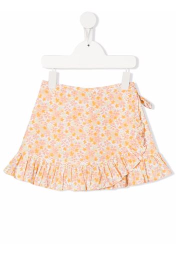 Knot Natalie floral-print ruffled skirt - Orange