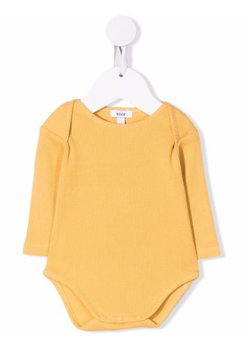 Knot round neck long-sleeved romper - Yellow