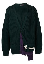 Kolor ribbed-knit wool cardigan - Green