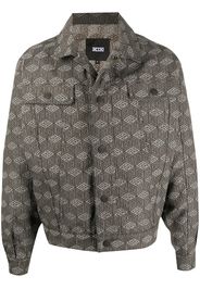 cube print denim jacket