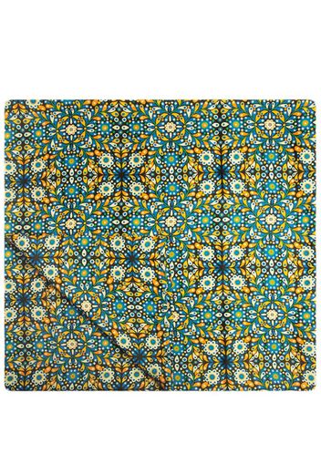 tile-print tablecloth