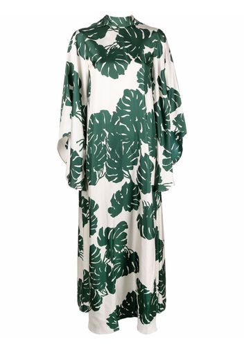 La Doublej Magnifico foliage-print silk dress - White