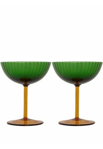 La DoubleJ Champagne Coupe glasses (set of two) - Green