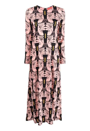 La DoubleJ graphic-print long-sleeved maxi dress - Pink