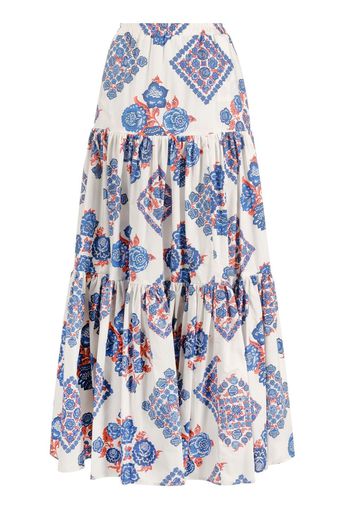 La DoubleJ floral-print A-line maxi skirt - White