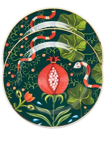 La DoubleJ pomegranate set of two dessert plates - Green