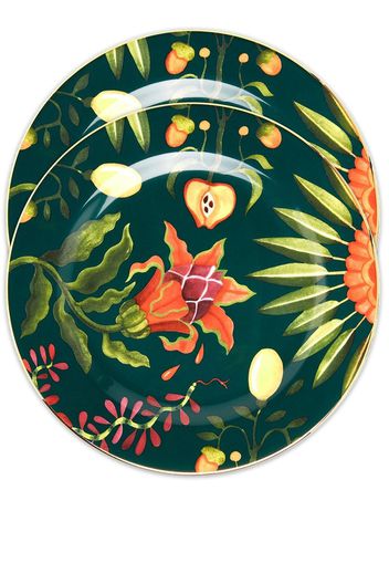 La DoubleJ dragonfruit-print set of two dessert plates - Green