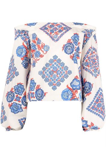 La DoubleJ Boho-print crop top - White