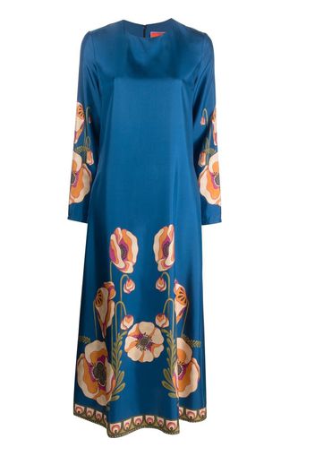 La DoubleJ floral-print long-sleeved dress - Blue