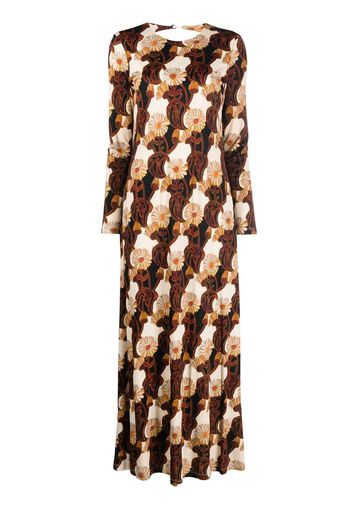 La DoubleJ floral-print shift dress - Brown