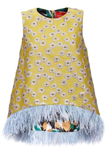 La DoubleJ La Scala feather-trim top - Yellow