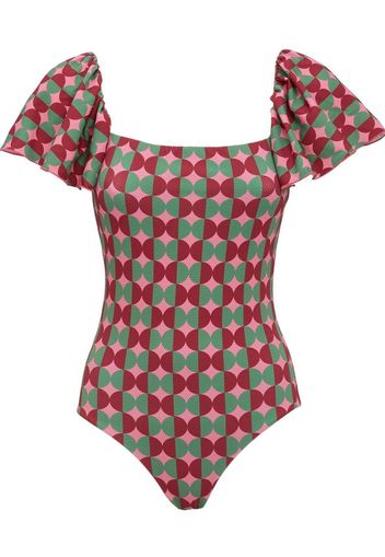 La DoubleJ Scarlett flutter-sleeve swimsuit - Pink