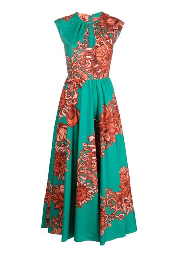 La DoubleJ floral-print cut-out dress - Green