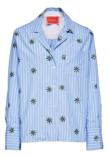 La DoubleJ third eye embroidered popeline shirt - Blue