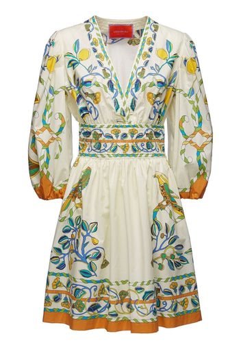 La DoubleJ floral-print short dress - White