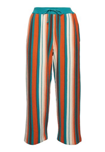 La DoubleJ vertical-stripe cropped trousers - Red