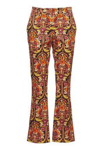 La DoubleJ floral-pattern flared trousers - Black