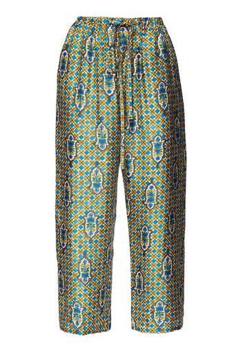 La DoubleJ geometric-pattern palazzo trousers - Blue