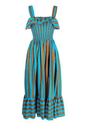 La DoubleJ striped flared midi dress - Blue