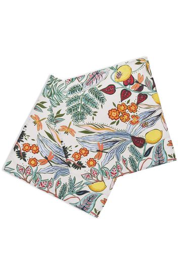 La DoubleJ Botanical napkin set - White